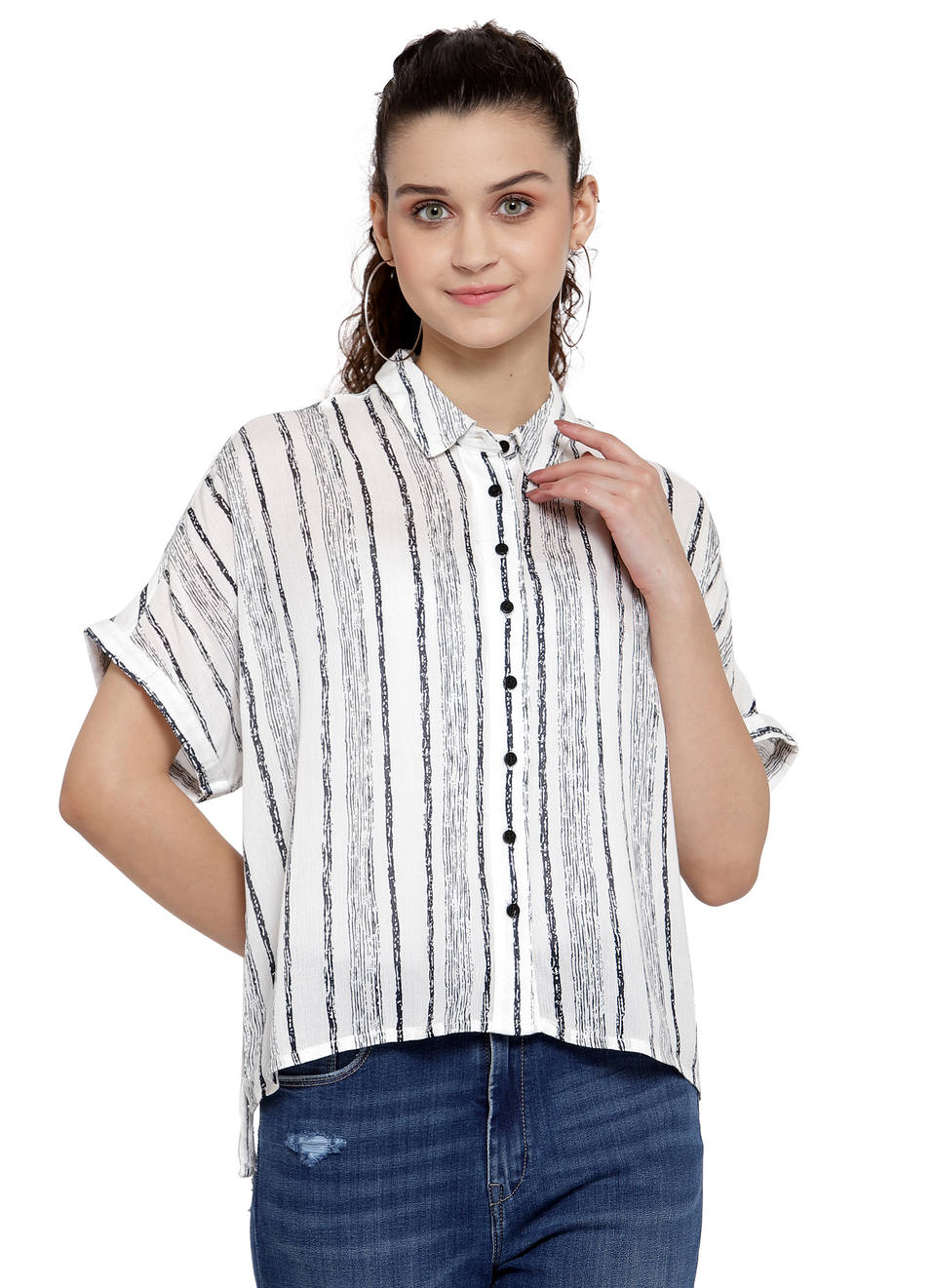 Yavat Brush Stroke Striped Shirt, , large image number 0