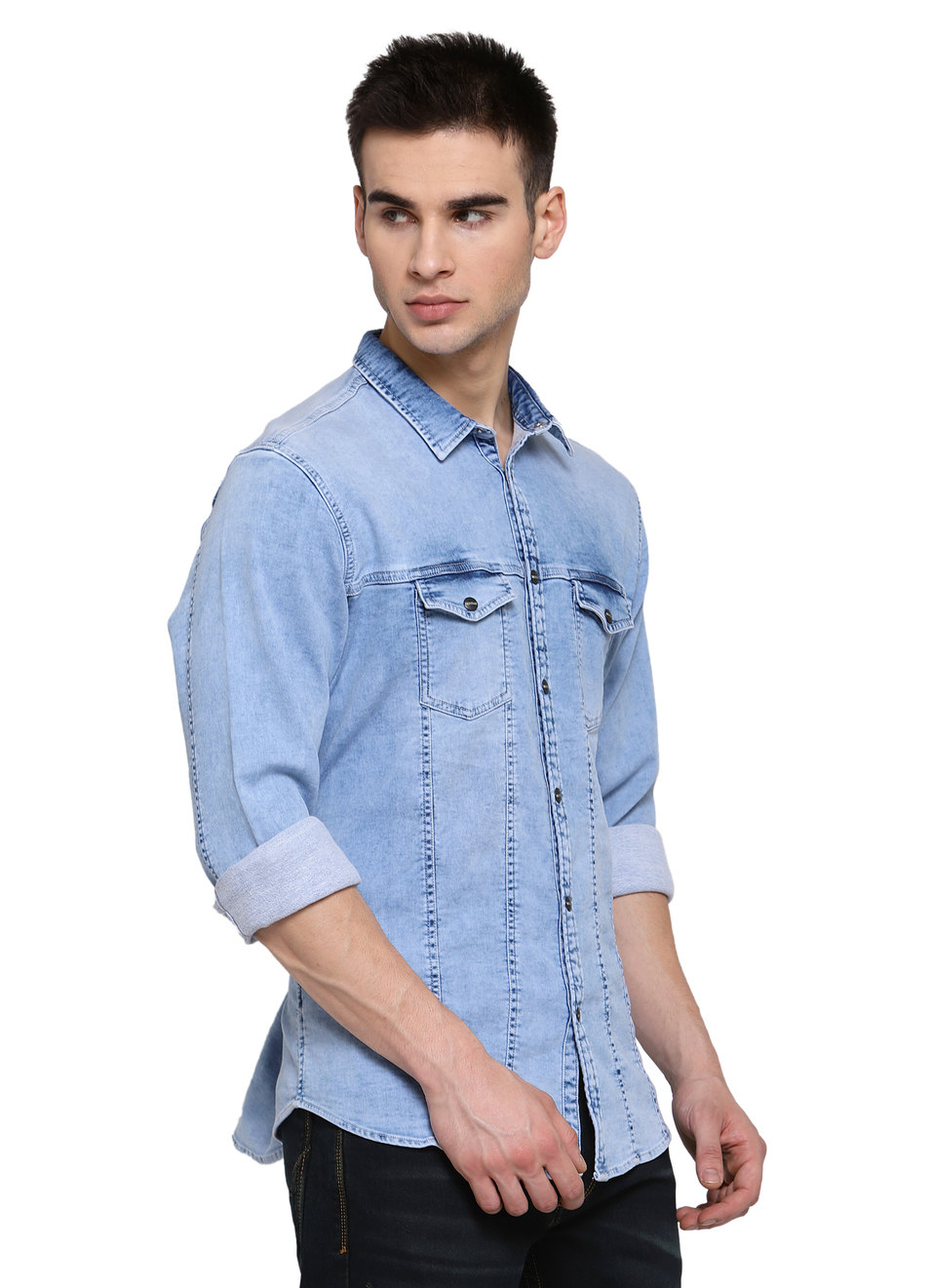 Turbo Knit Denim Shirt, , large image number 2