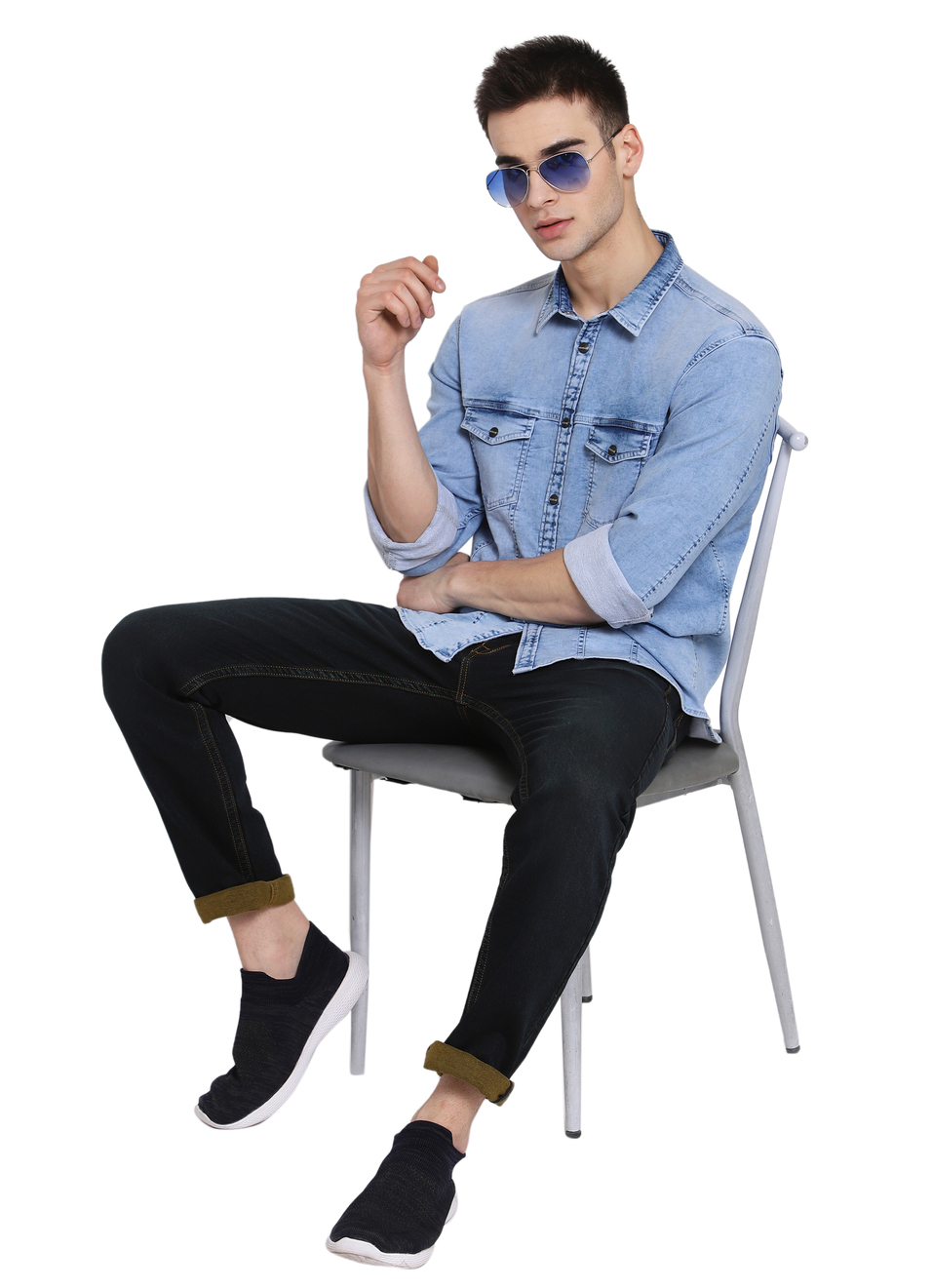 Turbo Knit Denim Shirt, , large image number 3