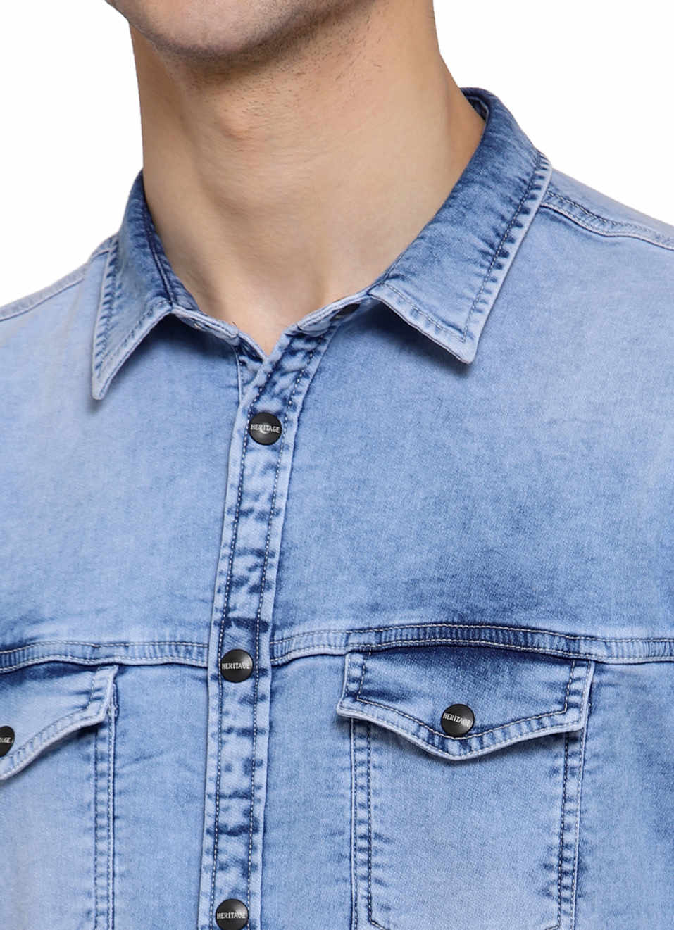 Turbo Knit Denim Shirt, , large image number 4