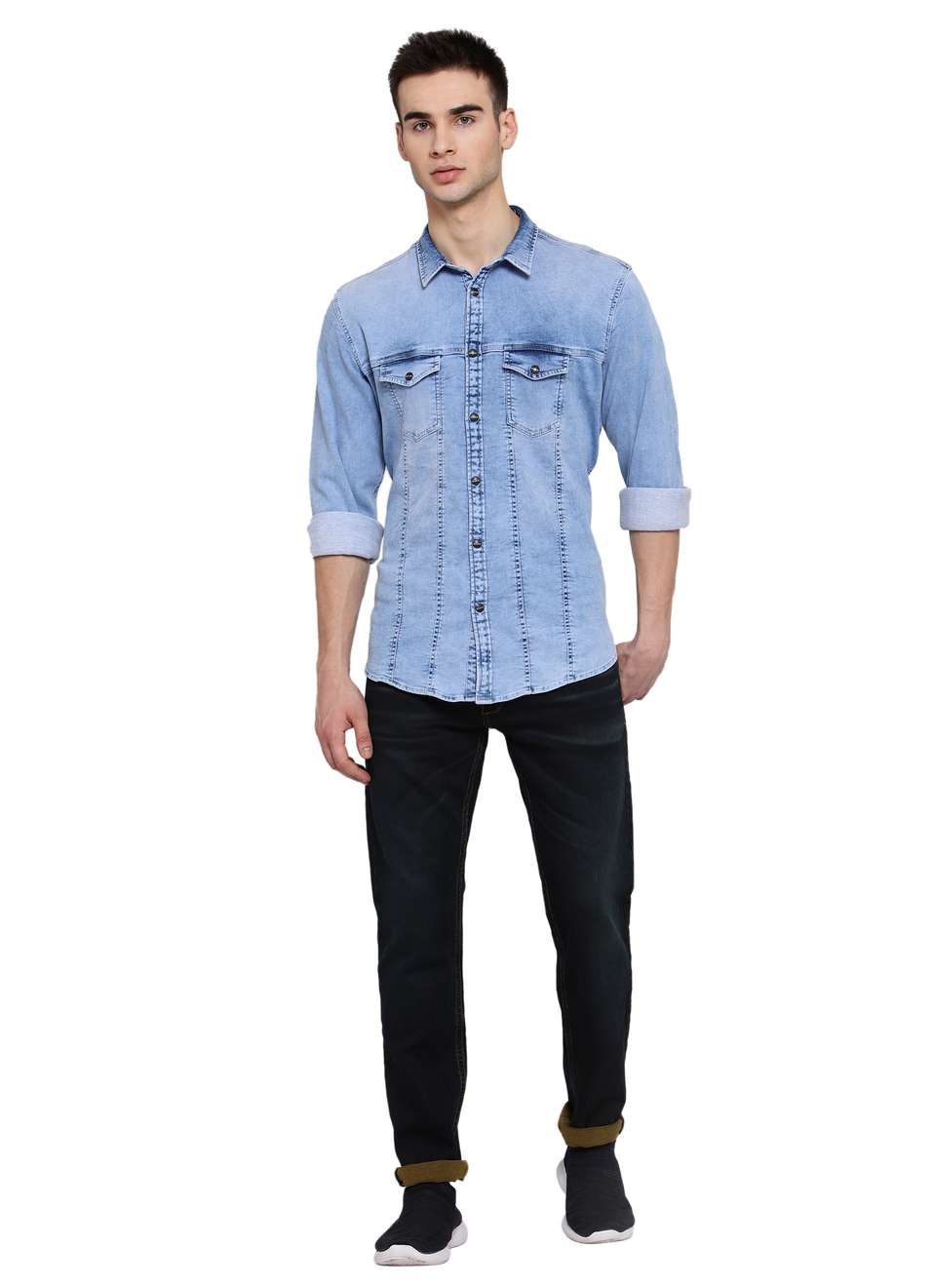 Turbo Knit Denim Shirt, , large image number 5