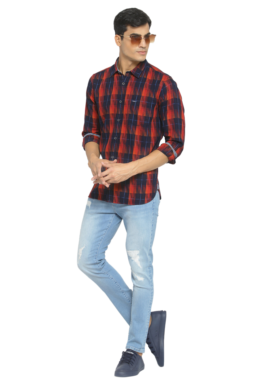 Tyron Indigo Check Shirt, , large image number 3