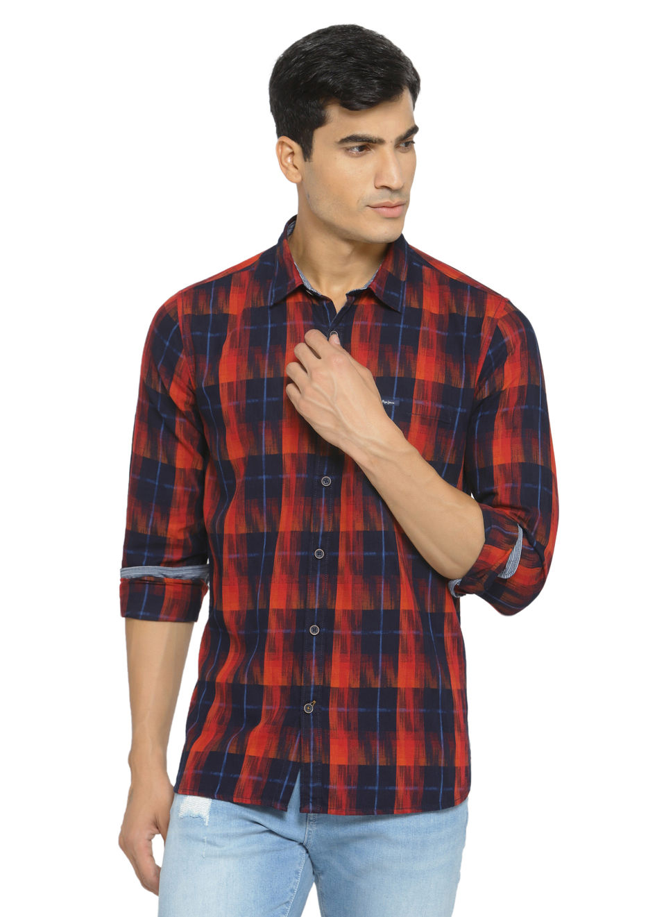 Tyron Indigo Check Shirt, , large image number 0