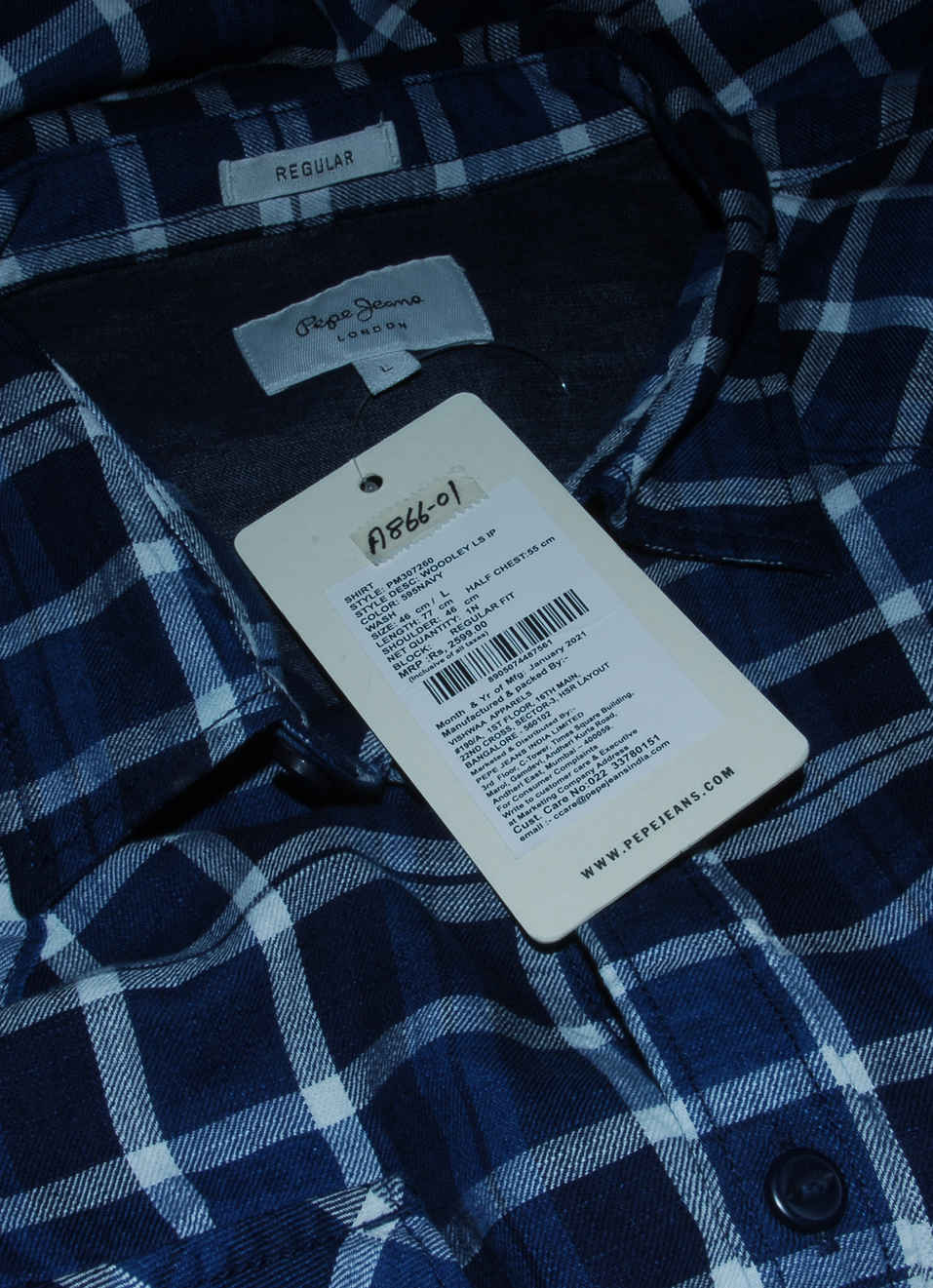 Woodley Indigo Twill Check Shirt, , large image number 5