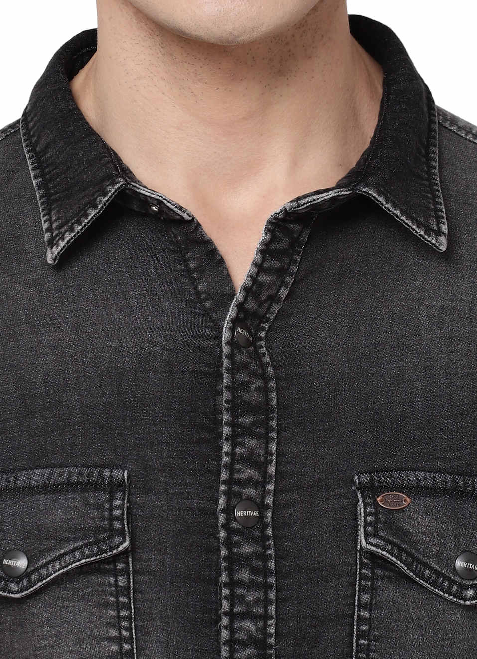 Tennant Heritage Knitted Denim Shirt, , large image number 3