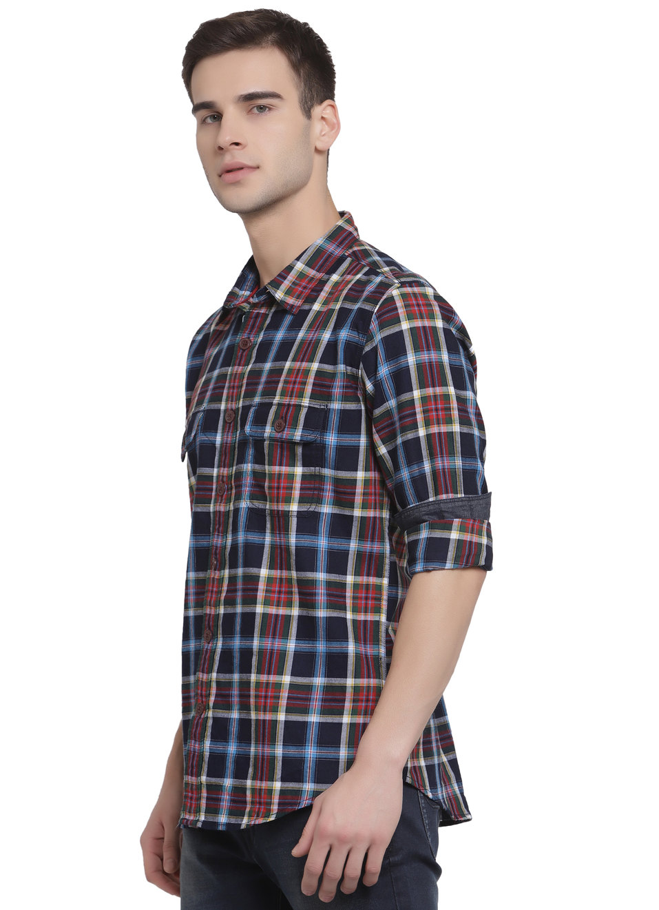 Paul Hoodie Indigo Check Shirt, , large image number 2