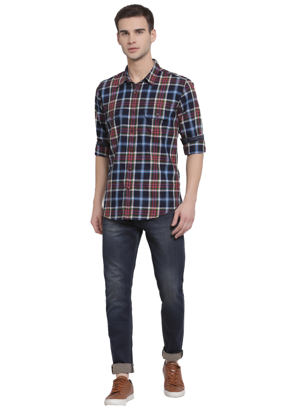 Paul Hoodie Indigo Check Shirt, , large image number 5