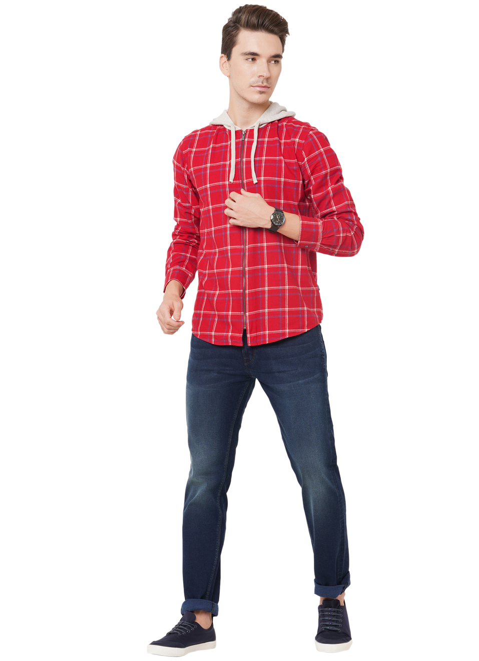 Petten Shiruku Hoodie Melange Check Shirt, , large image number 3