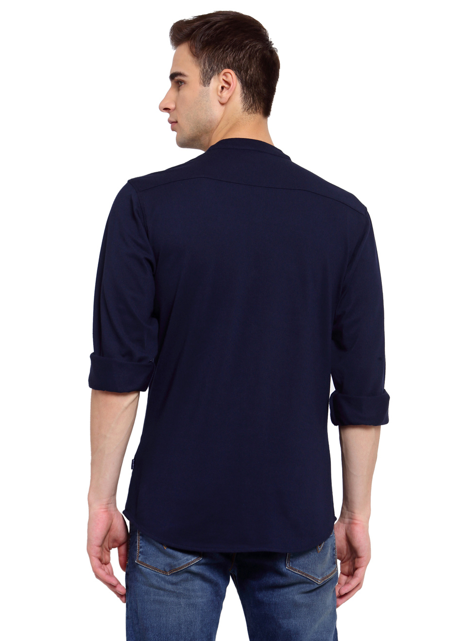 Ethan Solid Mandarin Collar Shirt, , large image number 1