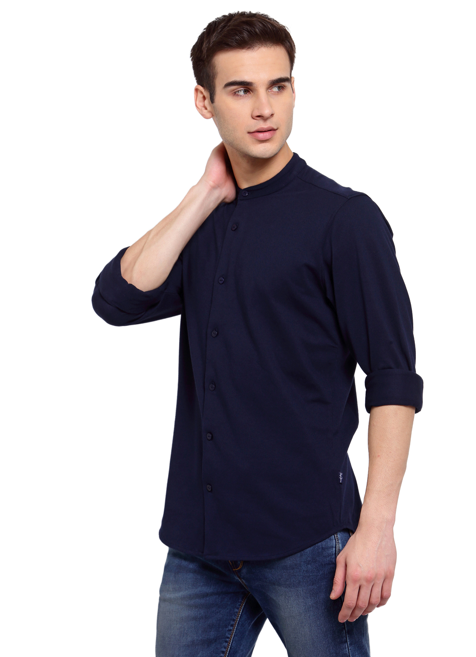 Ethan Solid Mandarin Collar Shirt, , large image number 2