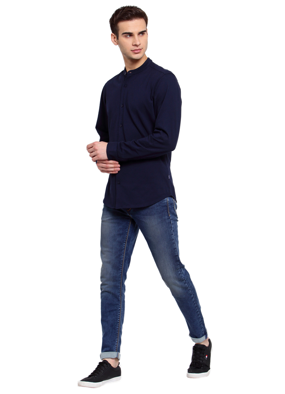 Ethan Solid Mandarin Collar Shirt, , large image number 5