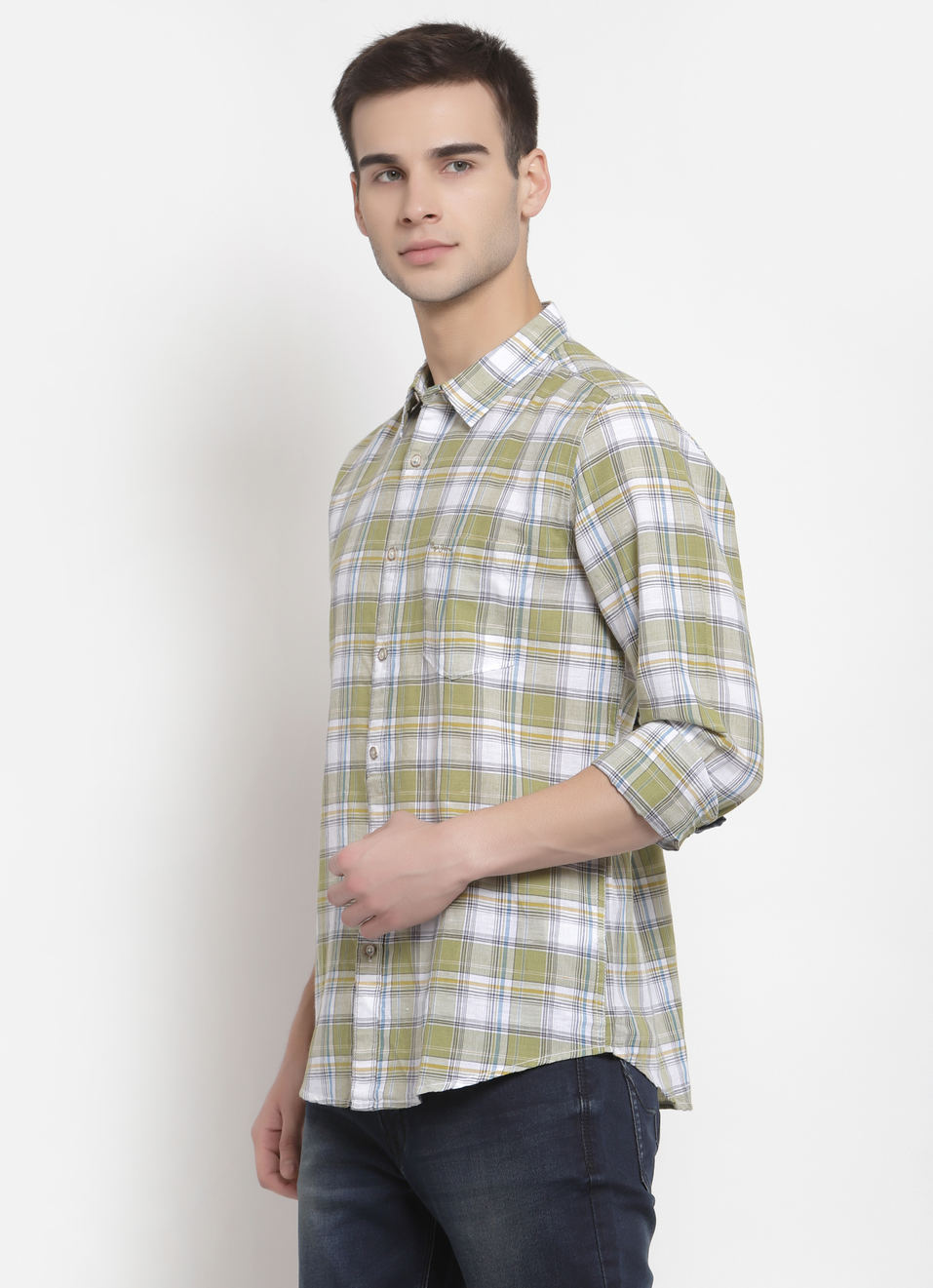 Jason Cotton Linen Check Shirt, , large image number 2