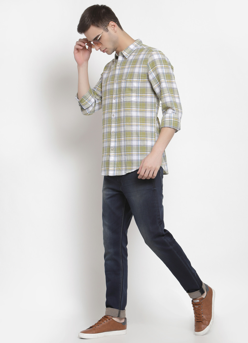 Jason Cotton Linen Check Shirt, , large image number 3