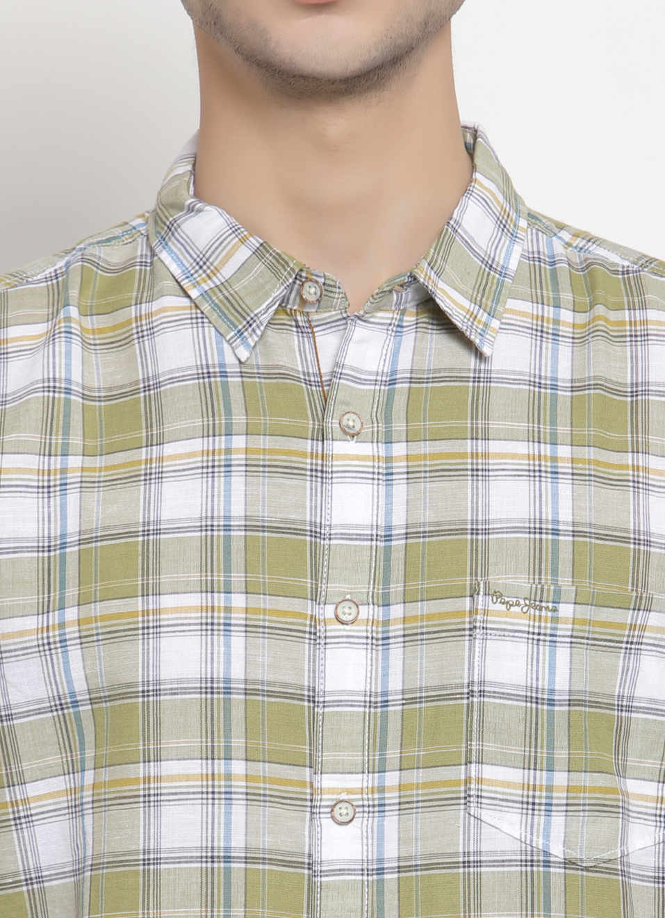 Jason Cotton Linen Check Shirt, , large image number 4