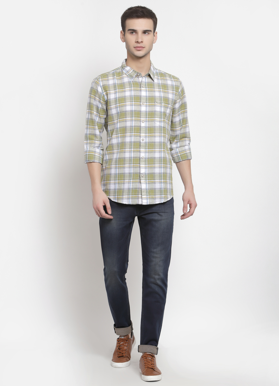 Jason Cotton Linen Check Shirt, , large image number 5