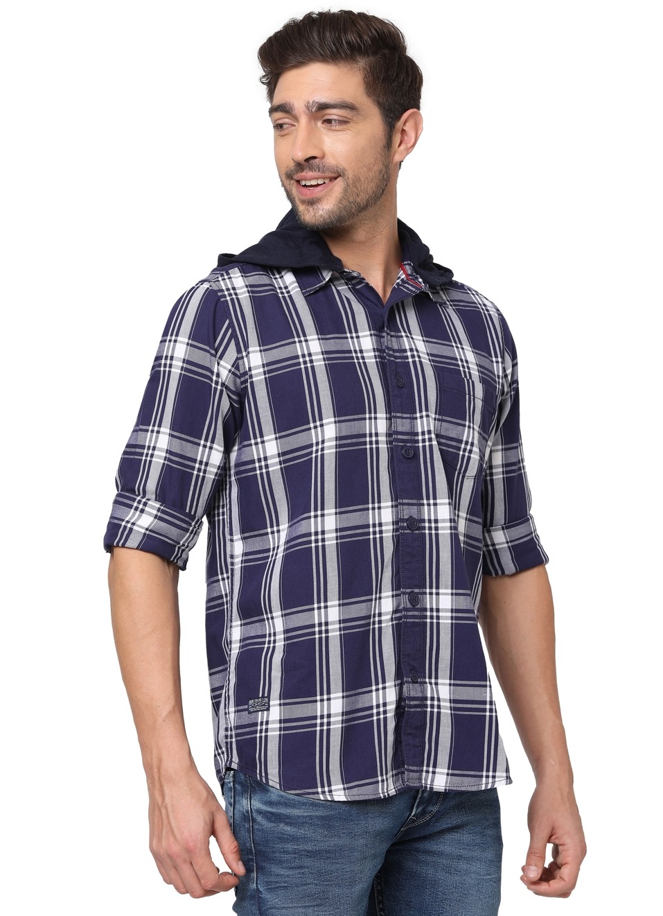 Joe Hoodie Twill Check Shirt, , large image number 6