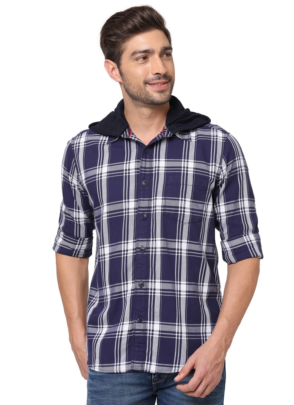 Joe Hoodie Twill Check Shirt, , large image number 0