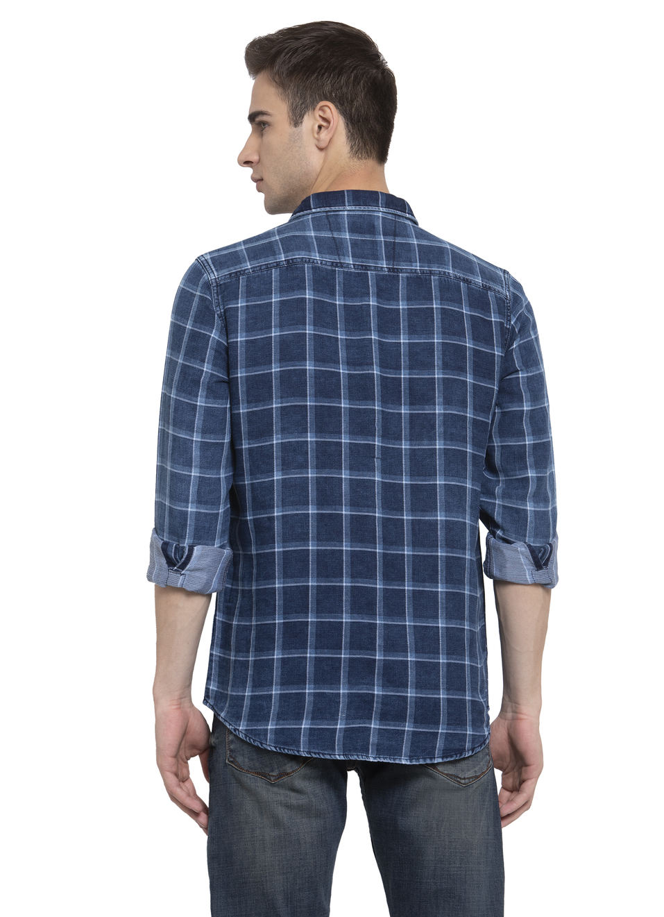 Avery Indigo Dobby Check Shirt, , large image number 1