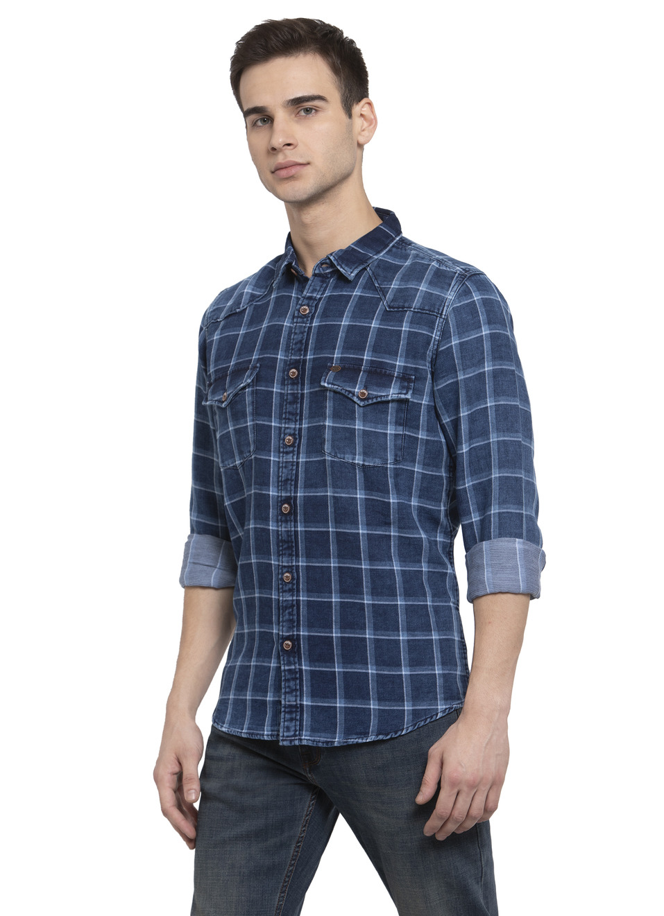 Avery Indigo Dobby Check Shirt, , large image number 2
