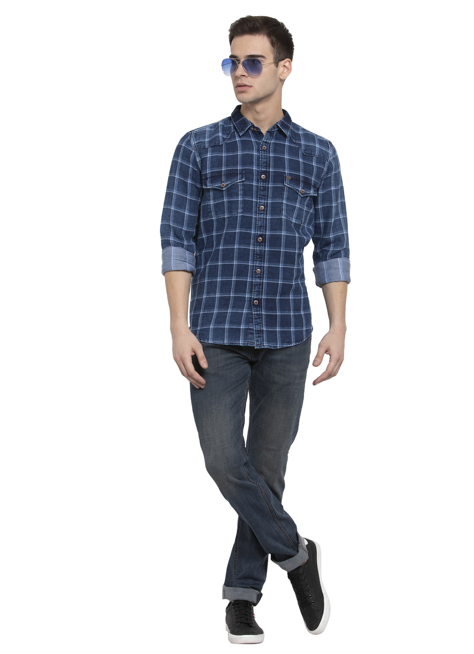 Avery Indigo Dobby Check Shirt, , large image number 3