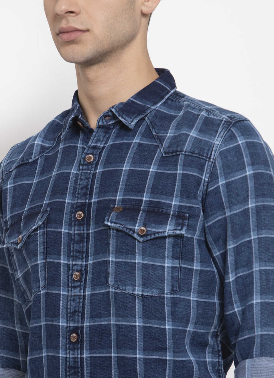 Avery Indigo Dobby Check Shirt, , large image number 4