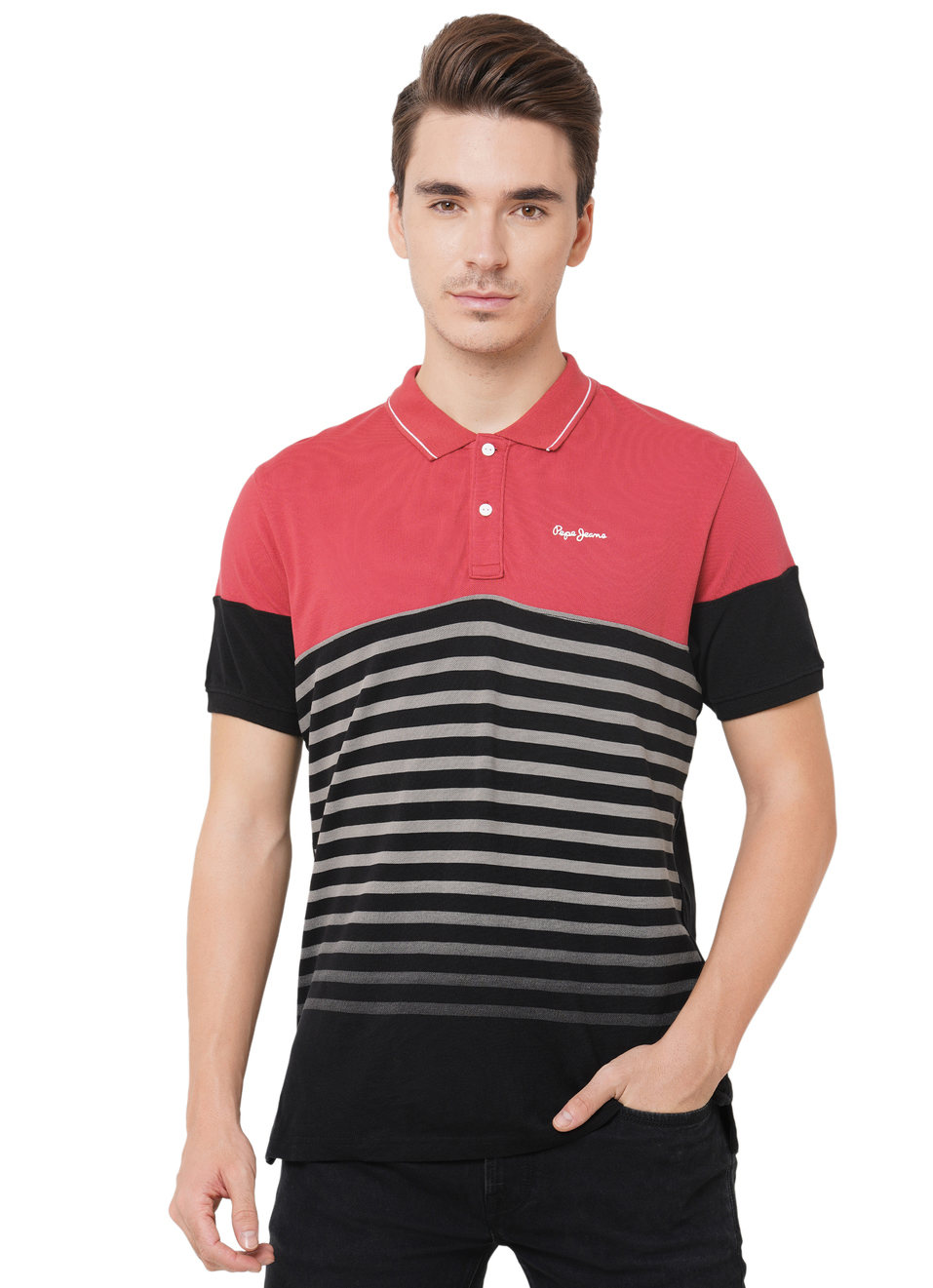 Tabby Ss Striper Polo, , large image number 0