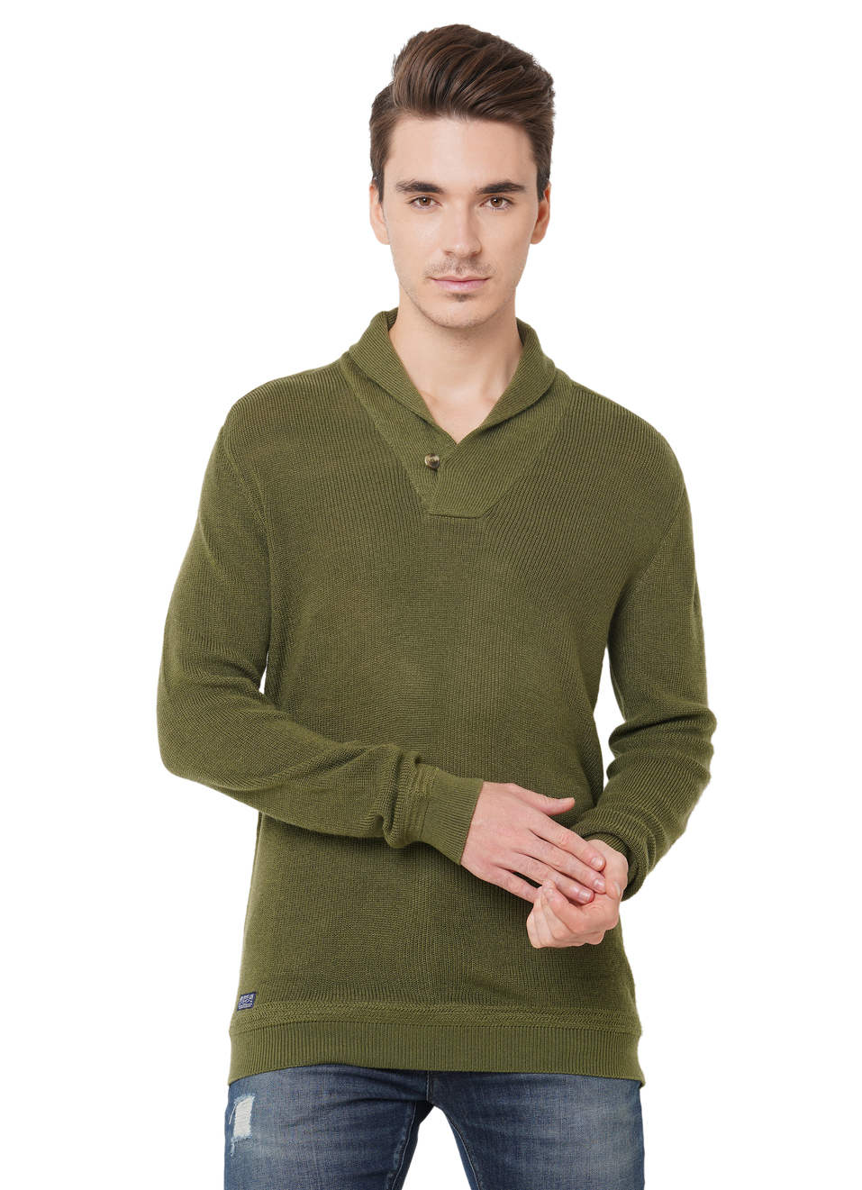 Icon Ls Solid Collared Sweater, , large image number 0