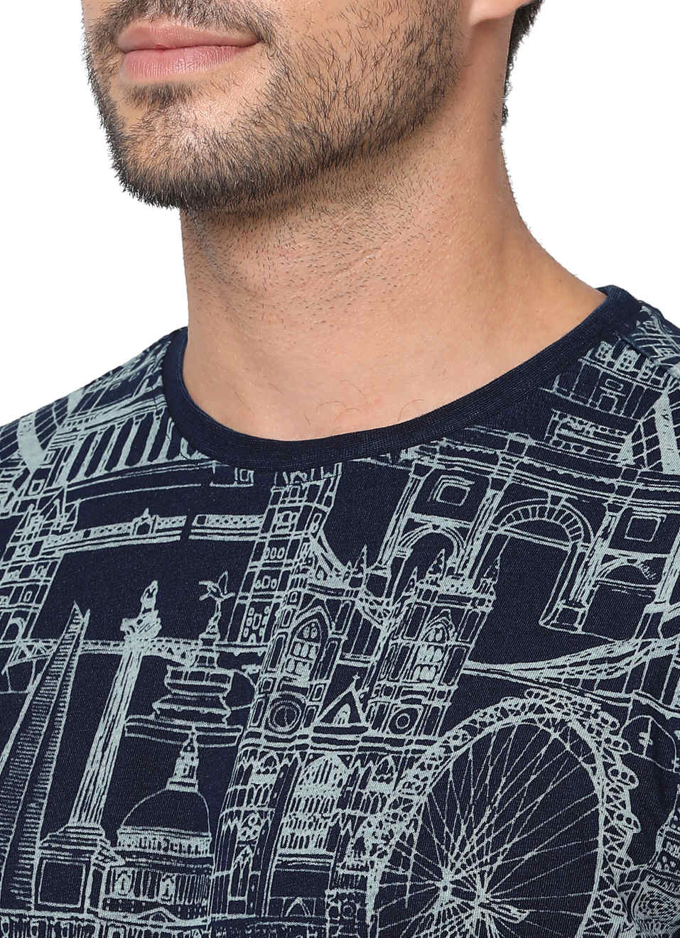 Nikolai Ss Graphic Printed Indigo T-Shirt, , large image number 5