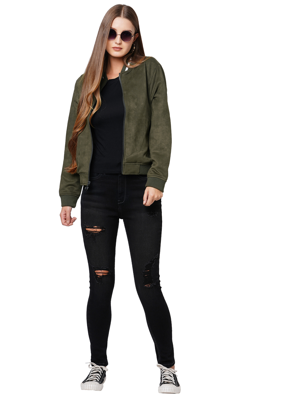 Amy Ls Suede Jacket With Front Open Zip , , large image number 3