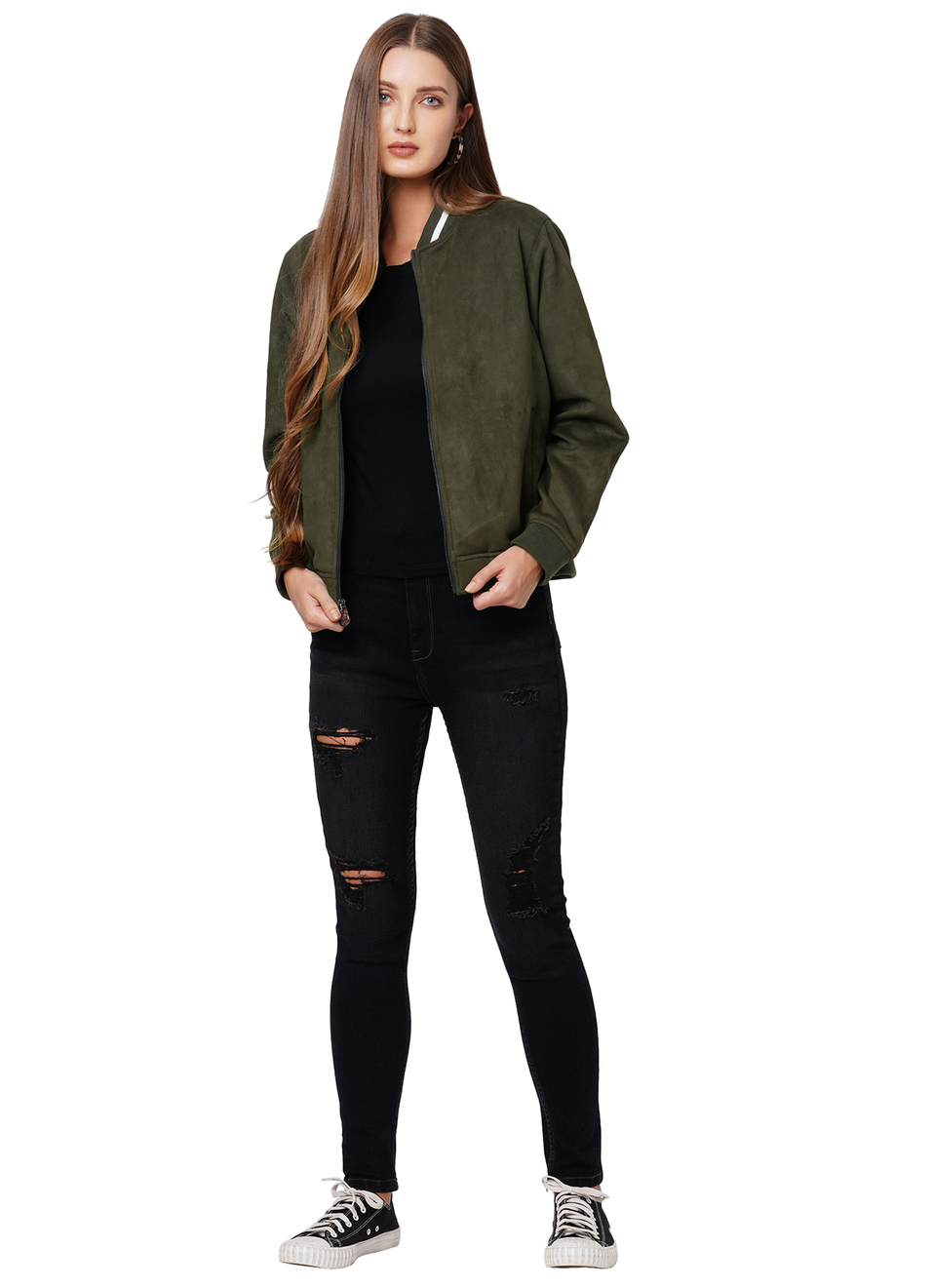 Amy Ls Suede Jacket With Front Open Zip , , large image number 7