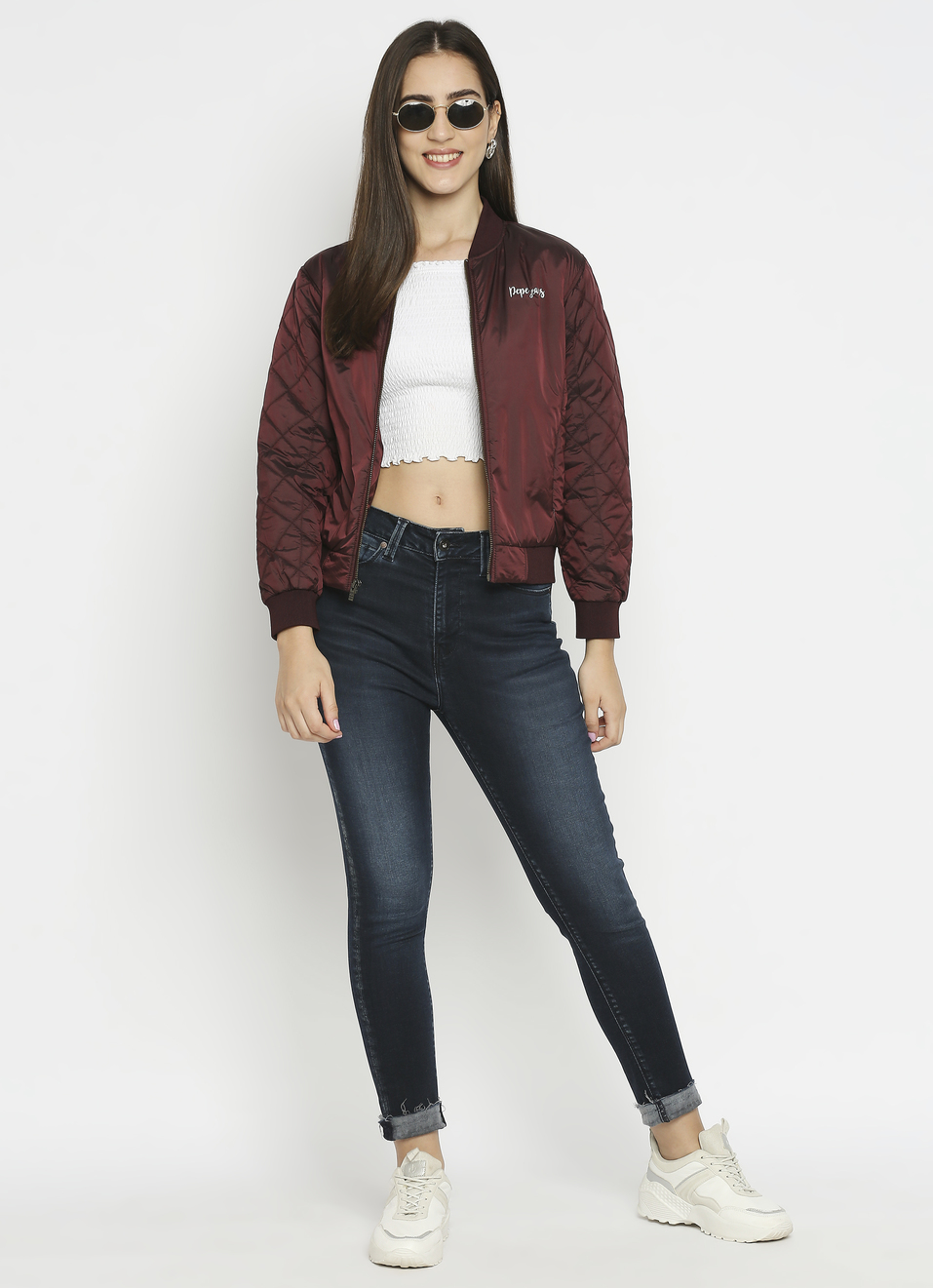 Kit Ls Quilted Bomber Jacket With Glitter Print On Chest, , large image number 3