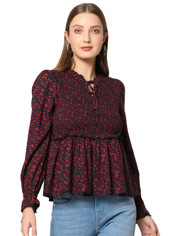 Ahura 2 Ls Ditsy Print Smock Top Pepe Jeans London