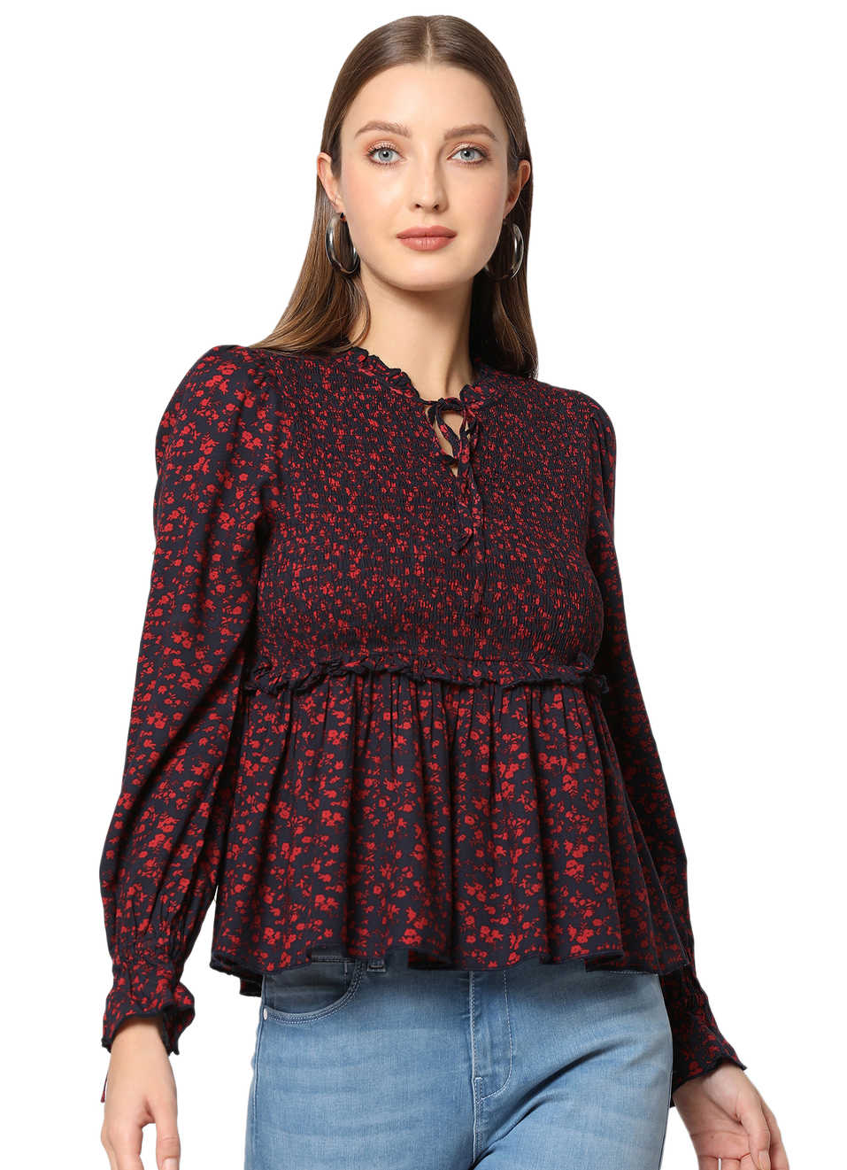 Ahura 2 Ls Ditsy Print Smock Top , , large image number 0
