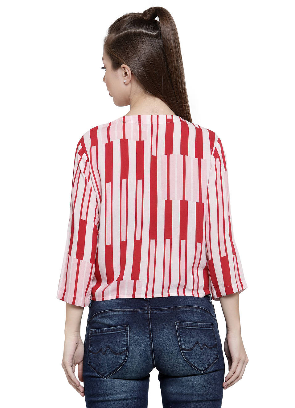 Dian Ss Lurex Stripe Tie Up Hem Top, , large image number 1