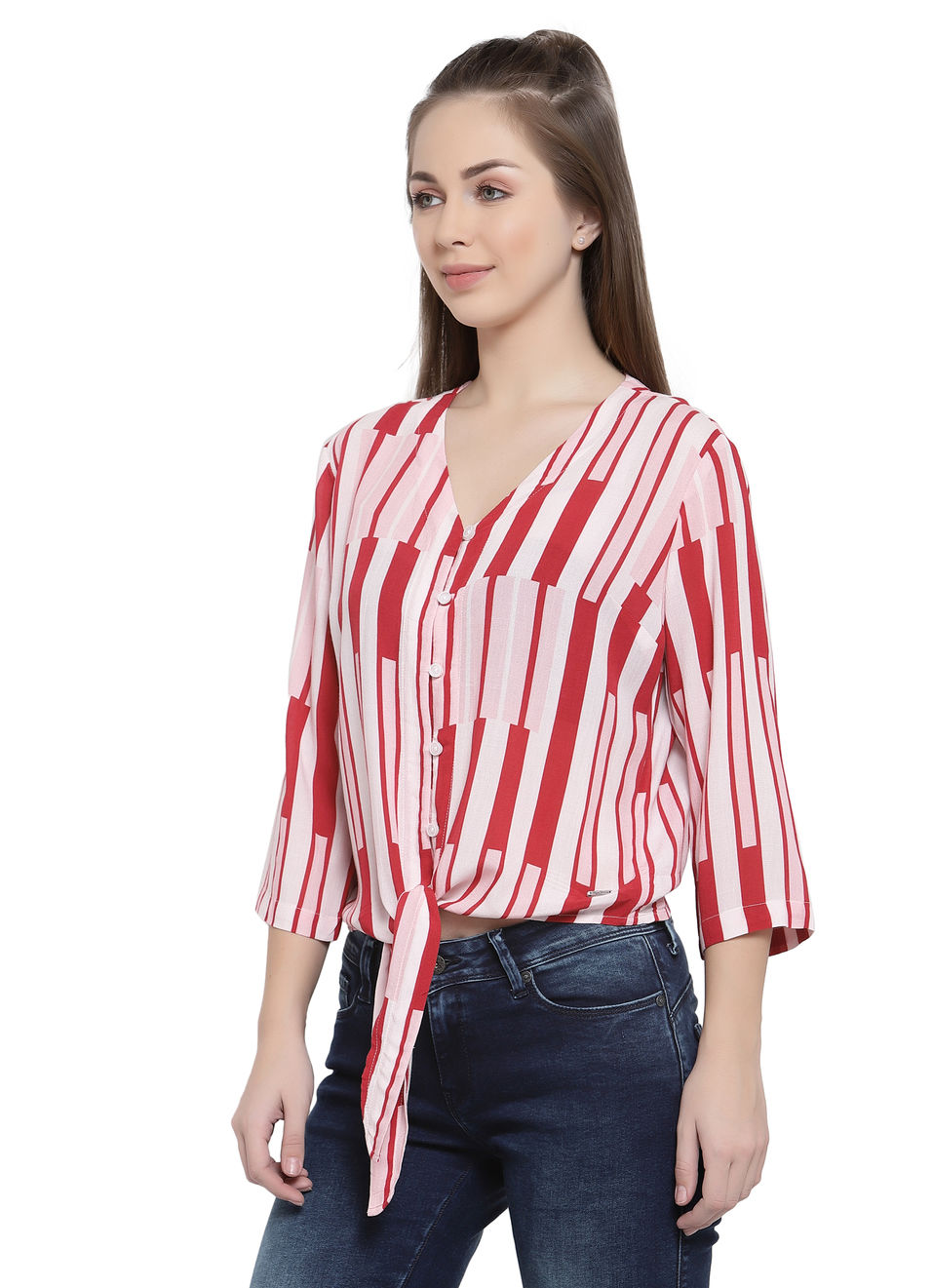 Dian Ss Lurex Stripe Tie Up Hem Top, , large image number 2