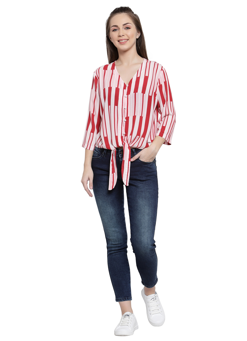 Dian Ss Lurex Stripe Tie Up Hem Top, , large image number 5