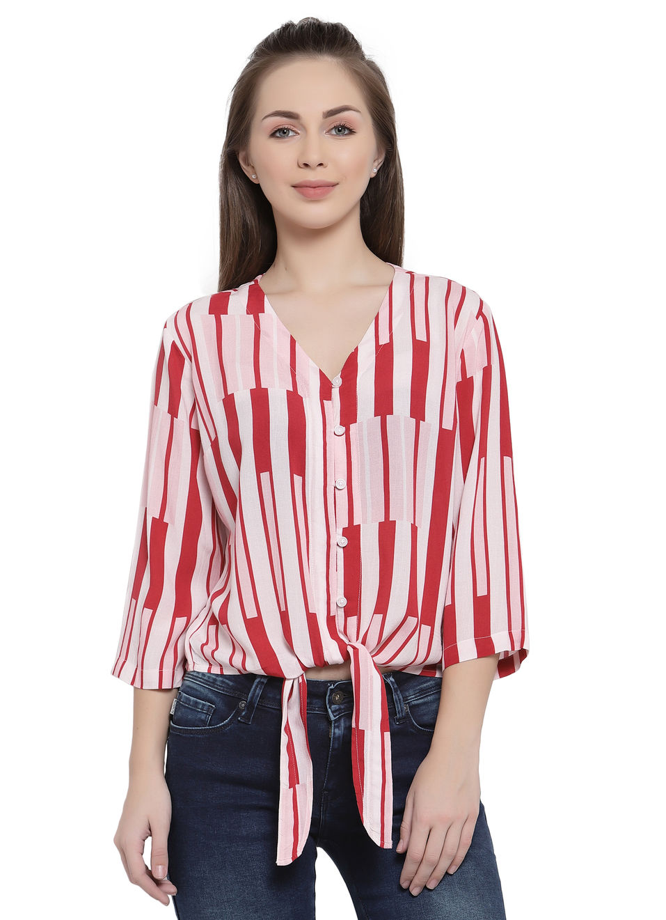 Dian Ss Lurex Stripe Tie Up Hem Top, , large image number 0