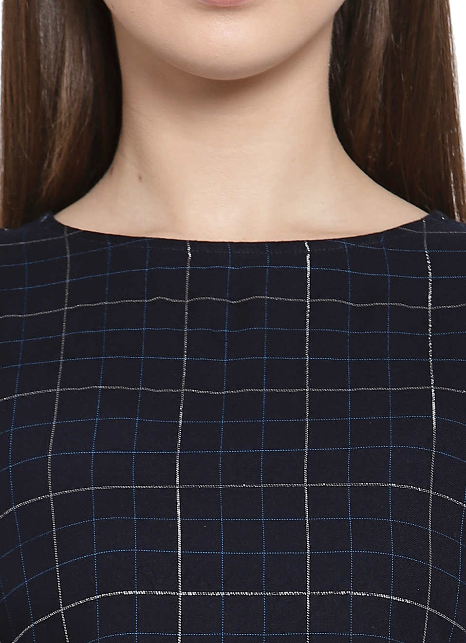 Dua Ss Peplum Style Checks Top With Lurex Details, , large image number 4
