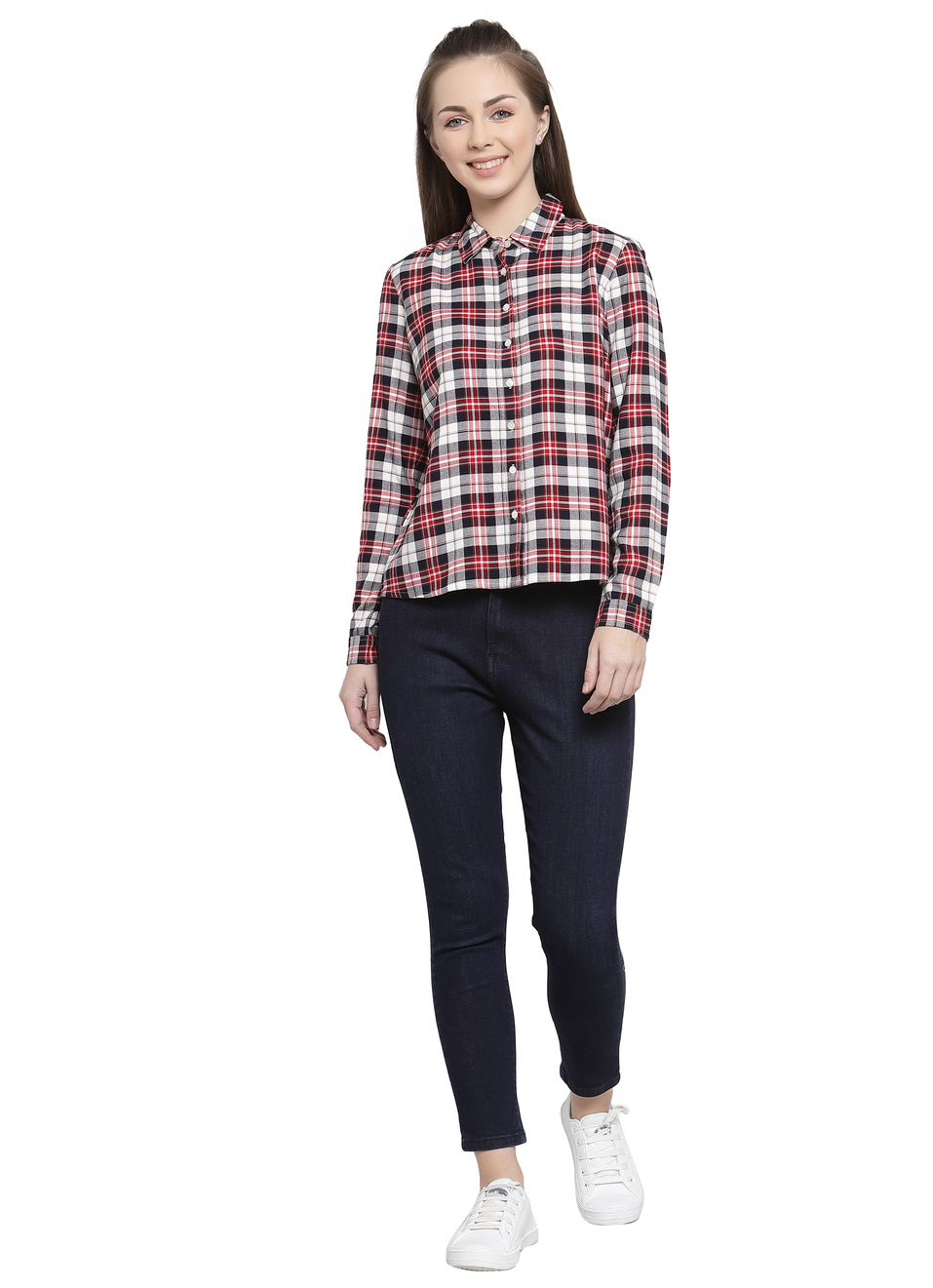 Grape Ls Checks Shirt With Glitter Print On Chest, , large image number 5