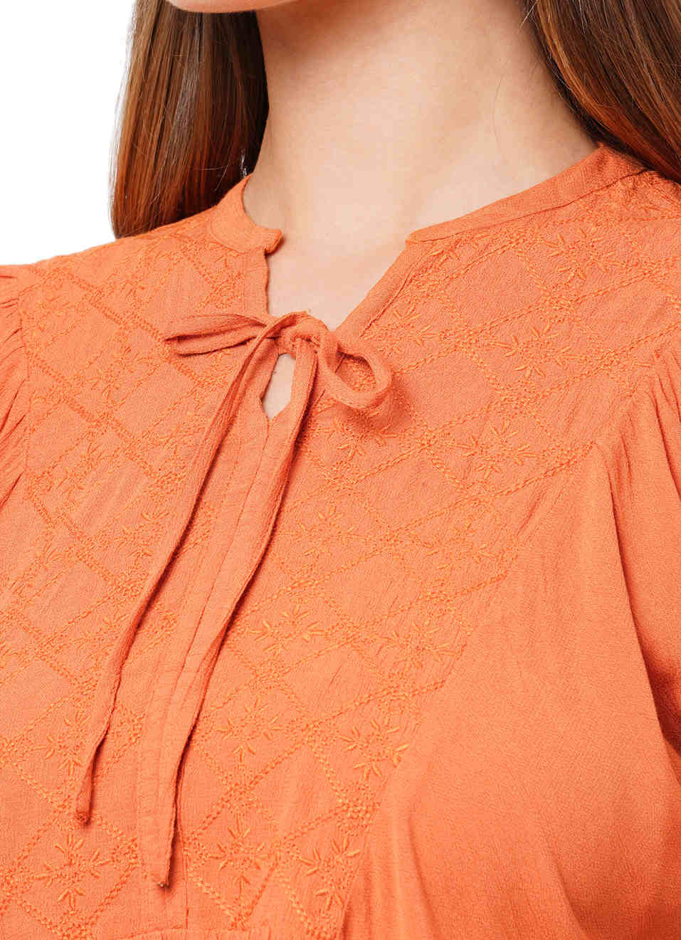 Iria Ls Peplum Style Solid Top With Embroidery Details  , , large image number 4