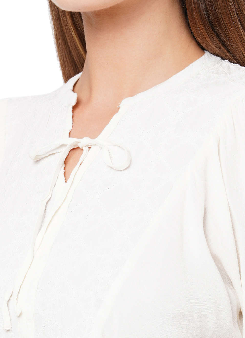 Iria Ls Peplum Style Solid Top With Embroidery Details  , , large image number 4