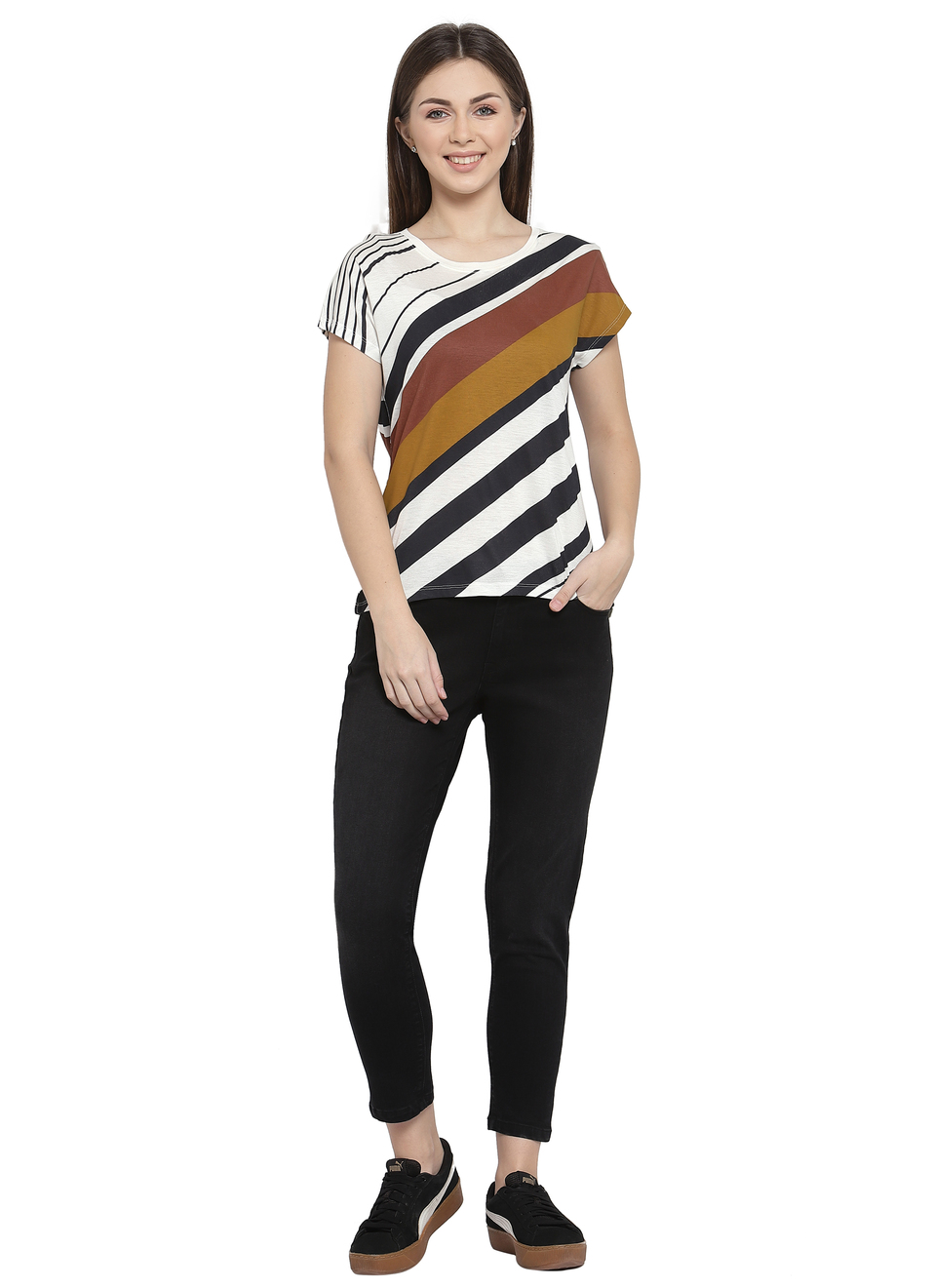 Jimena Ss  Striper T-Shirt, , large image number 5