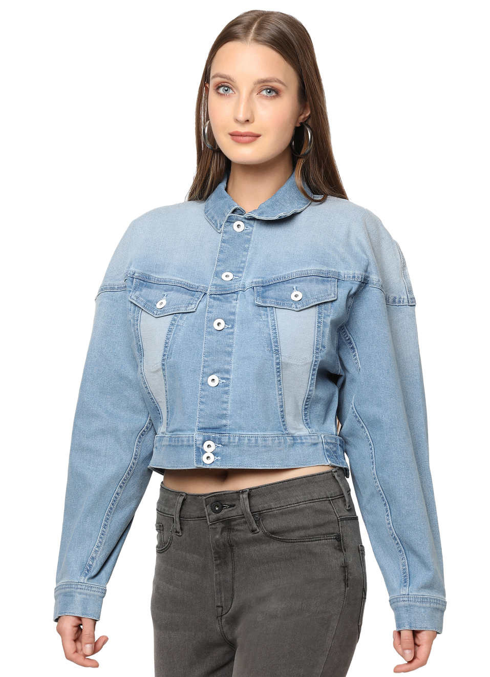 Maryam Crop Trucker Jacket Loose Fit Crop Length, , large image number 2