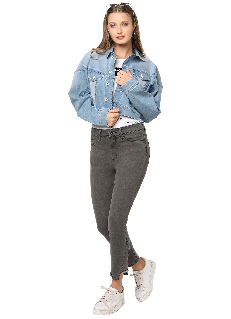 Maryam Crop Trucker Jacket Loose Fit Crop Length, , large image number 3