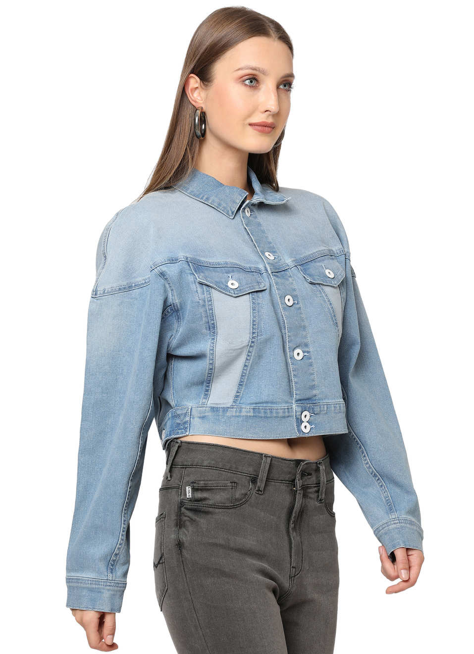 Maryam Crop Trucker Jacket Loose Fit Crop Length, , large image number 4