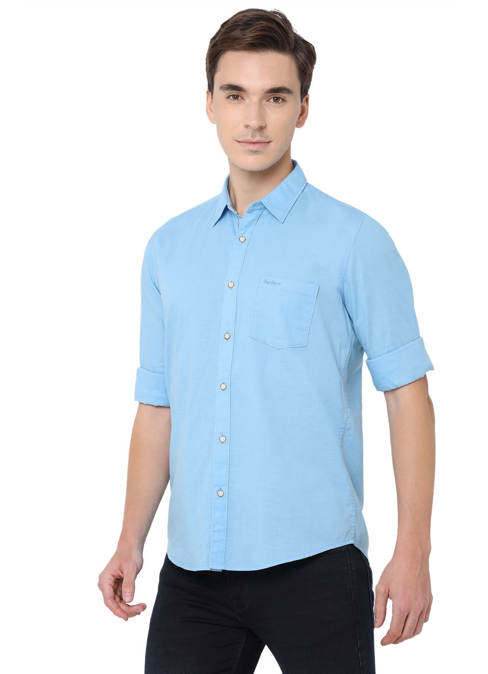 Dibo Solid Cotton Slub Shirt., , large image number 2