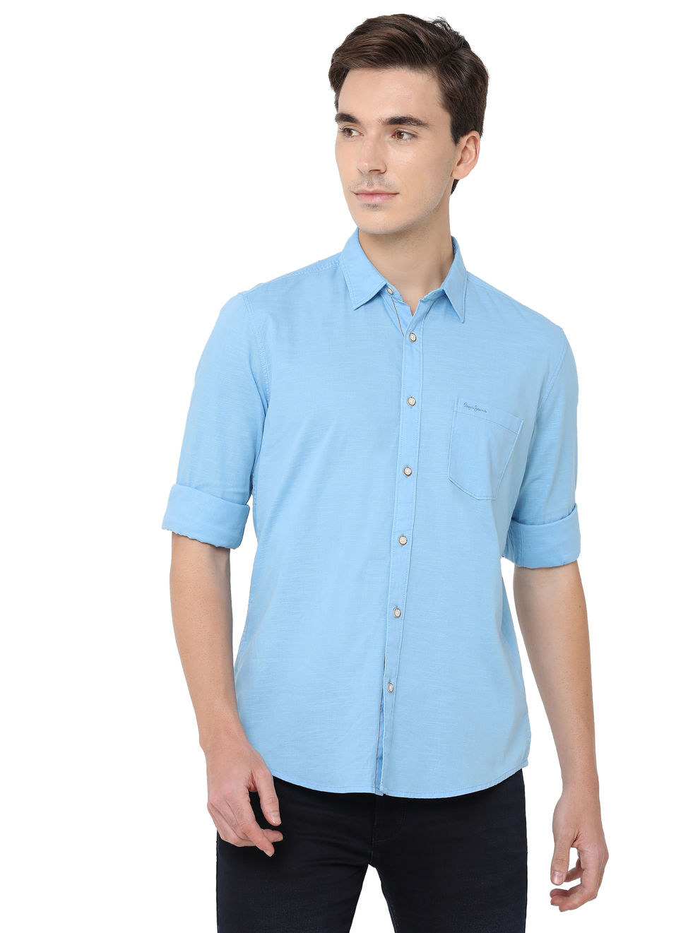 Dibo Solid Cotton Slub Shirt., , large image number 0