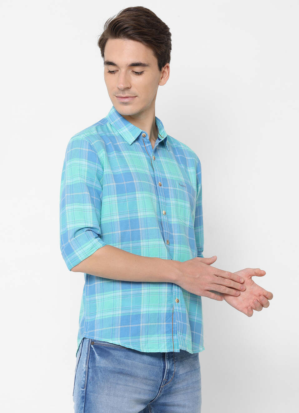 Chintz Cotton Linen Check Shirt, , large image number 6