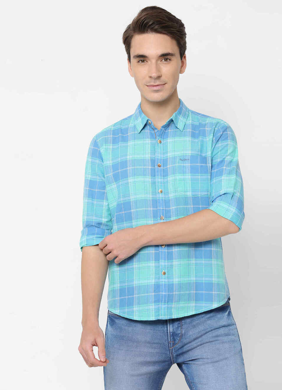 Chintz Cotton Linen Check Shirt, , large image number 0
