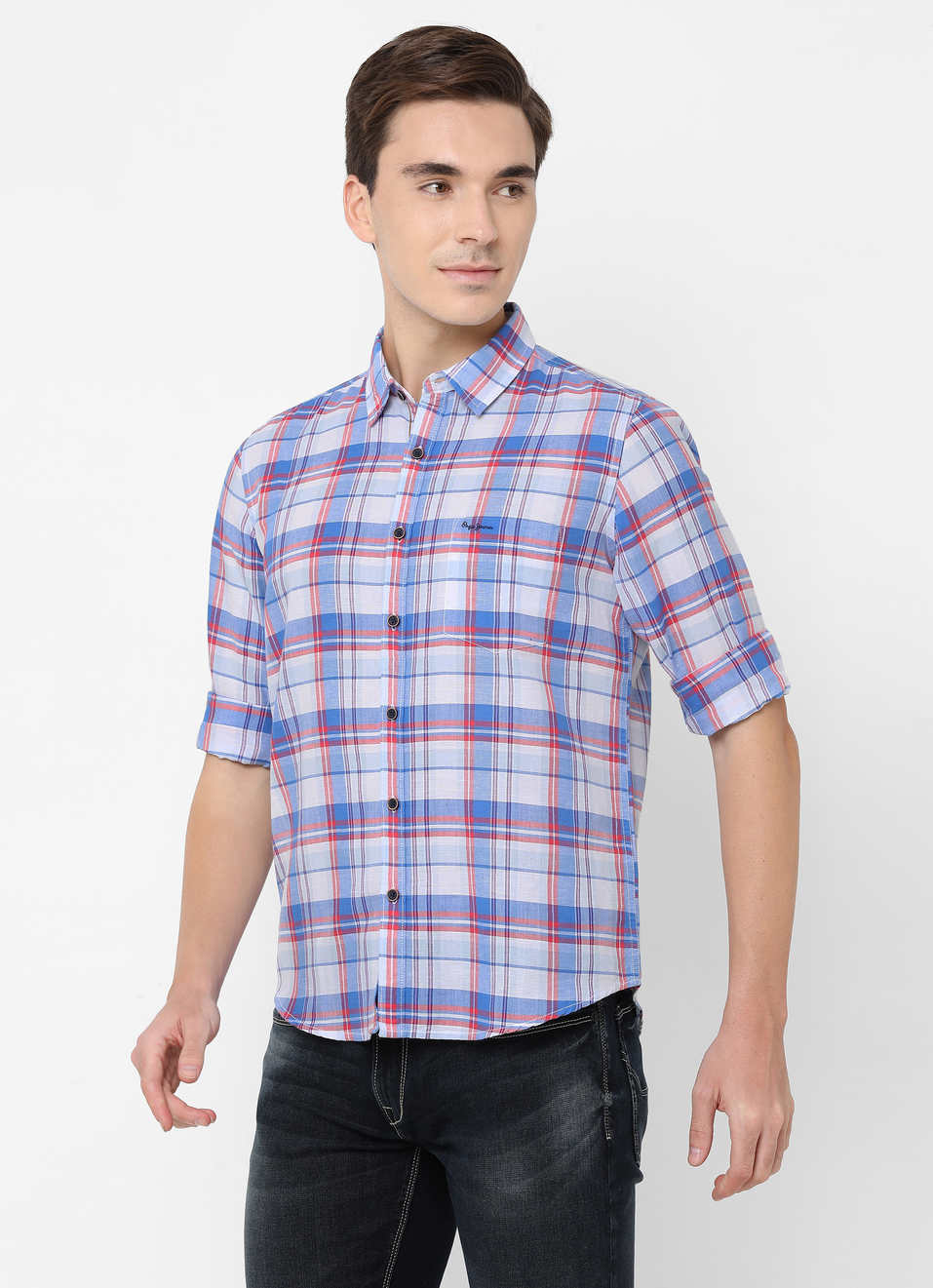 Blake Cotton Linen Check Shirt, , large image number 2